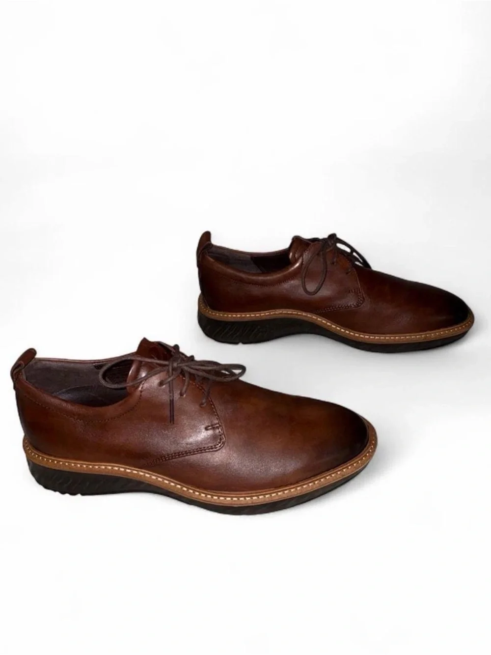 ECCO ST.1 Hybrid Toe Men’s Cognac Leather Oxford Dress Shoes, Size 7-7.5/ EU 41